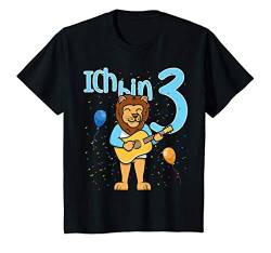 Kinder Dritter Geburtstag Junge Gitarre Löwe Ich Bin Drei T-Shirt von Lustige Kindergeburtstag Kleidung