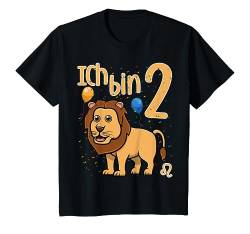 Kinder Zweiter 2. Geburtstag Löwe Sternzeichen Ich Bin Zwei 2 Jahre T-Shirt von Lustige Kindergeburtstag Kleidung