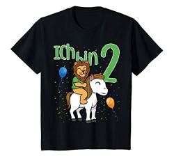 Kinder Zweiter Geburtstag Junge Pferd Löwe Ich Bin Zwei T-Shirt von Lustige Kindergeburtstag Kleidung