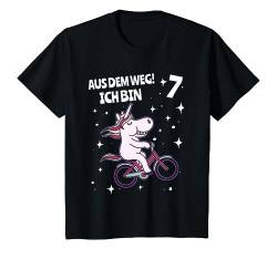 Kinder Kind 7. Kinder Geburtstag Mädchen 7 Jahre Sterne & Fahrrad T-Shirt von Lustige Kindergeburtstags design Jungen & Mädchen