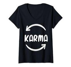 Damen Cool Karma Spruch Hinduismus Sprüche Buddhismus Spirituell T-Shirt mit V-Ausschnitt von Lustige Kleidung & Witzige Mode - dizeyns