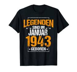 Legenden Sind Im Januar 1943 Geboren Geburtstag Jahrgang T-Shirt von Lustige Legendäre Geburtstags Vintage Januar