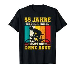 55. Geburtstag Fahrradfahrer Spruch Retro 55 Jahre Ohne Akku T-Shirt von Lustige Mountainbike Sprüche für MTB Fahrer