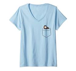 Damen Papageientaucher In Der Tasche Seevogel Papagei T-Shirt mit V-Ausschnitt von Lustige Papageientaucher Vogel Geschenke