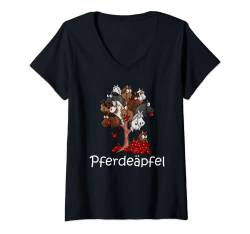 Damen Pferdeäpfel Baum Spruch für Pferdebesitzer und Reiter T-Shirt mit V-Ausschnitt von Lustige Pferde und Reitsport Bekleidung