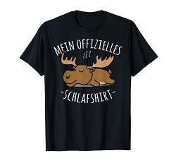 Offizielles Nachthemd, Niedlicher Fauler Elch Spruch T-Shirt von Lustige Pyjama Schlafanzug Chillen Sprüche Design