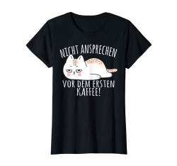 Damen Lustige Katze Nicht vor dem ersten Kaffee Nachthemd Cat T-Shirt von Lustige Pyjama Schlafanzug Sprüche Design