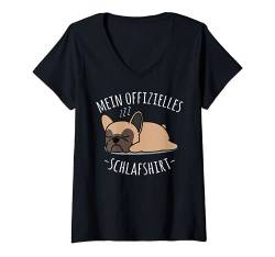 Damen Offizielles Nachthemd Mops Fun für Hundebesitzer T-Shirt mit V-Ausschnitt von Lustige Pyjama Schlafanzug Sprüche Design