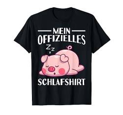 Offizielles Schlafshirt Nachthemd Schlafanzug Schweinchen T-Shirt von Lustige Pyjama Sprüche Morgenmuffel Langschläfer