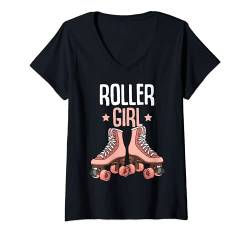 Damen Rollschuhe Roller Girl Roller Skates Rollschuh Mädchen T-Shirt mit V-Ausschnitt von Lustige Rollschuh Geschenkidee