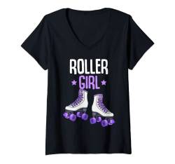 Damen Rollschuhe Roller Girl Rollschuh Roller Skates Mädchen T-Shirt mit V-Ausschnitt von Lustige Rollschuh Geschenkidee