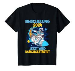 Kinder Einschulung 2024 Astronaut Rakete Schulkind Schulanfänger T-Shirt von Lustige Schulanfang - Einschulung Geschenkidee