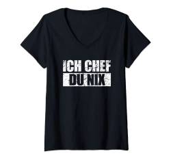 Damen Ich Chef Du Nix TShirt Sarkastische Sprüche Chef Du Nix T-Shirt mit V-Ausschnitt von Lustige Sprüche Kollektion by DT