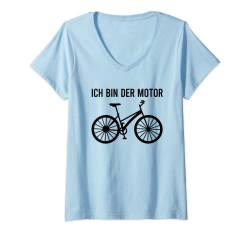 Damen Ich bin der Motor Lustiges Fahrrad Shirt Rad Cooler Spruch T-Shirt mit V-Ausschnitt von Lustige Sprüche Kollektion by DT