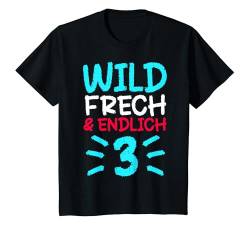 Kinder 3. Geburtstag 3 Jahre Junge Drei Wild Frech & Endlich 3 T-Shirt von Lustige Sprüche & Geschenke
