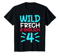 Kinder 4. Geburtstag 4 Jahre Junge Vier Wild Frech & Endlich 4 T-Shirt von Lustige Sprüche & Geschenke