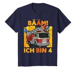 Kinder Bääm! Ich bin 4 Feuerwehr Auto 4.Geburtstag Junge Vier Jahre T-Shirt von Lustige Sprüche & Geschenke