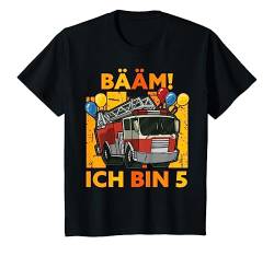 Kinder Bääm! Ich bin 5 Feuerwehr Auto 5.Geburtstag Junge Fünf T-Shirt von Lustige Sprüche & Geschenke