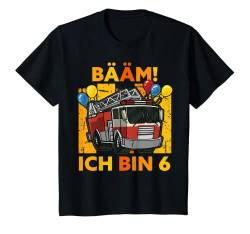 Kinder Bääm! Ich bin 6 Feuerwehr Auto 6.Geburtstag Junge Sechs T-Shirt von Lustige Sprüche & Geschenke
