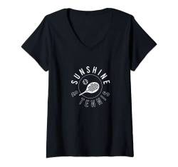 Damen Sonnenschein und Tennisball Sport Cardio Sommer T-Shirt mit V-Ausschnitt von Lustige Tennisspieler Zitate und Geschenke