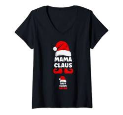 Damen Weihnachten Schwangerschaft Verkünden Baby Mama Claus Outfit T-Shirt mit V-Ausschnitt von Lustige Überraschung Großeltern Geburt Geschenke