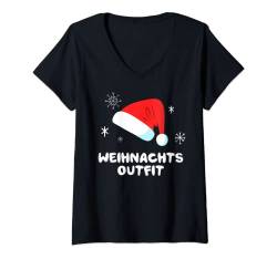 Damen Weihnachtsoutfit Christmas Xmas Weihnachten Weihnachts T-Shirt mit V-Ausschnitt von Lustige Weihnachts Shirts & Geschenk Co.