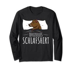 Offizielles Schlafshirt Wildschwein Jäger Keiler Langarmshirt von Lustige Wildschwein & Jäger Geschenkideen