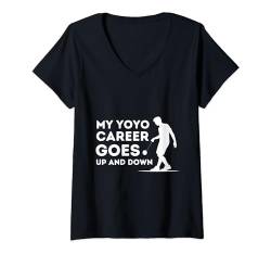Damen Lustiger Yoyo Spruch Englisch | Jojo Spieler Silhouette T-Shirt mit V-Ausschnitt von Lustige Yo-Yo Spielzeug Designs für Jojo Spieler