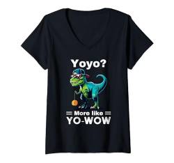 Damen Lustiges Jojo Spieler Trex Tyrannosaurus Yo-Yo T-Shirt mit V-Ausschnitt von Lustige Yo-Yo Spielzeug Designs für Jojo Spieler