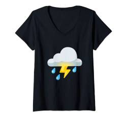 Damen Wolke mit Blitz und Regen T-Shirt mit V-Ausschnitt von Lustige einfache faule Last-Minute-Kostüme