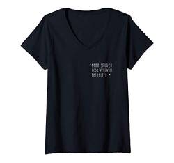 Damen Kann Spuren von Weißwein enthalten - Lustiges Wein Geschenk T-Shirt mit V-Ausschnitt von Lustige wein Geschenk by Pfalzpower.Clothing