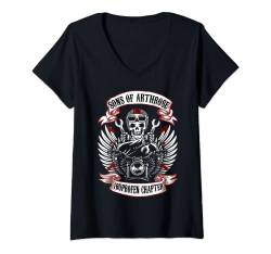 Damen Sons of Arthrose - Ibuprofen Chapter Biker Motorradfahrer T-Shirt mit V-Ausschnitt von Lustiger Biker Spruch für den alten Mann