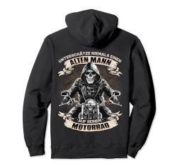 Unterschätze niemals einen alten Mann auf einem Motorrad Pullover Hoodie von Lustiger Biker Spruch für den alten Mann