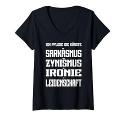 Damen Sarkasmus Zynismus Ironie Leidenschaft T-Shirt mit V-Ausschnitt von Lustiger Sarkasmus Spruch