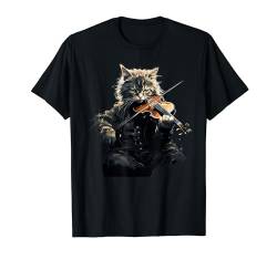 Katze Musik Geige I Katze spielt violine T-Shirt von Lustiger Spruch I Tiere & Spaß I Damen & Herren