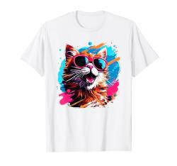 Lachende Katze Sonnenbrille T-Shirt von Lustiger Spruch I Tiere & Spaß I Damen & Herren