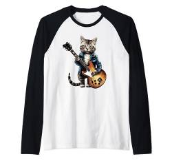 Rock Katze Lustig Geschenk Katzenliebhaber I katze gitarre Raglan von Lustiger Spruch I Tiere & Spaß I Damen & Herren