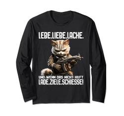 lebe liebe lache wenn das nicht hilft lade ziele schieße Langarmshirt von Lustiger Spruch I Tiere & Spaß I Damen & Herren