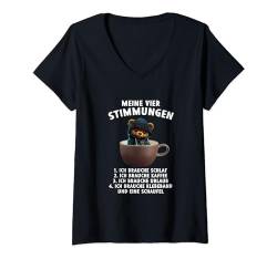 Teddybär Spruch Lustig Meine Vier Stimmungen T-Shirt mit V-Ausschnitt von Lustiger Spruch Sarkasmus & Spaß Damen & Herren