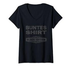 Damen Sarkasmus Black Edition: Buntes T-Shirt mit V-Ausschnitt von Lustiges Black Edition Shirt