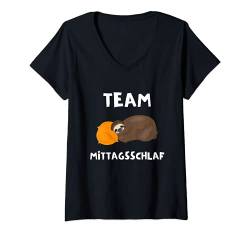 Damen Lustiges Faultier Mittagsschlaf | Schlafanzug | Pyjama T-Shirt mit V-Ausschnitt von Lustiges Faultier Mittagsschlaf Nickerchen