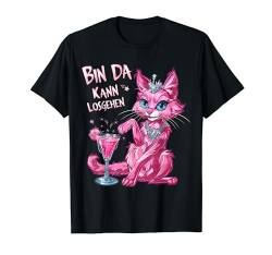 Damen Ladies Katzen Bin da kann losgehen T-Shirt von Lustiges Partykostüm für den Mädelsabend