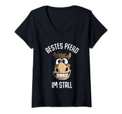 Damen Bestes Pferd im Stall T-Shirt mit V-Ausschnitt von Lustiges Partyoutfit Design von xim