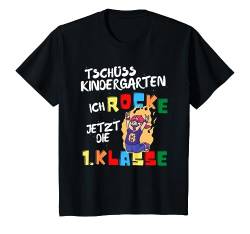 Kinder Tschüss Kindergarten ich Rocke jetzt die 1. Klasse T-Shirt von Lustiges erste Klasse Schule Einschulung Motiv