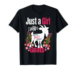 Blumenziege für Damen. Nur ein Mädchen, das Ziegen liebt T-Shirt von Lustiges süßes Ziegen-Bandana für Ziegenliebhaber