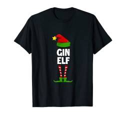 Gin Elf Tshirt Weihnachten Outfit Dame Herr Elfe Weihnachts T-Shirt von Lustigies Weihnachtsgeschenk Weihnachtsshirt Xmas