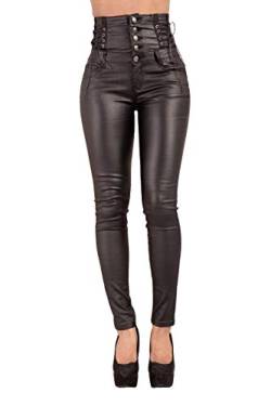 Lusty Chic Jeans in Lederoptik mit hoher Taille für Frauen | Sexy Slim Fit Skinny Hose mit hoher Taille für Damen (36, Schwarz) von Lusty Chic