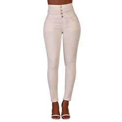 Lusty Chic Skinny Jeans Damen High Waist Stretch Hose Damen | Slim Fit Jeans Damen mit hohem Bund und Po-Pushup Effekt (42, Weiß) von Lusty Chic