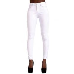 Lusty Chic Skinny Jeans Damen High Waist Stretch Hose Damen | Slim Fit Jeans Damen mithohem Bund und Po-PushupEffekt (38, Weiß) von Lusty Chic