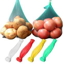 100 Stück Nylon-Netzbeutel, wiederverwendbares Netz-Nylon-Netz mit Kunststoffschnallen für Obst- und Gemüse-Aufbewahrung, praktische Einkaufstasche, Aufbewahrungsbeutel für Spielzeug, Obst, Gemüse von Lutiore